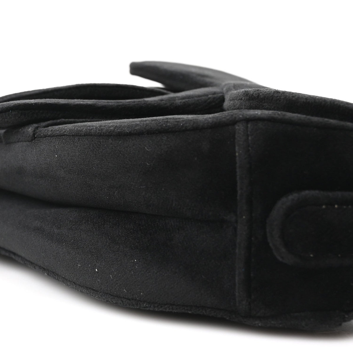 Velvet Crystal Mini Saddle Bag Black