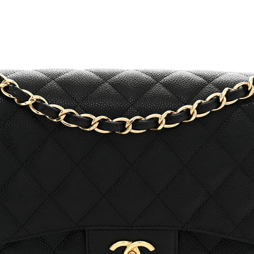 Caviar Quilted Jumbo Double Flap Black