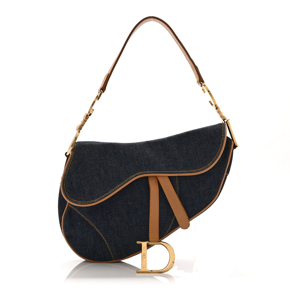 Denim Calfskin Saddle Bag  Blue