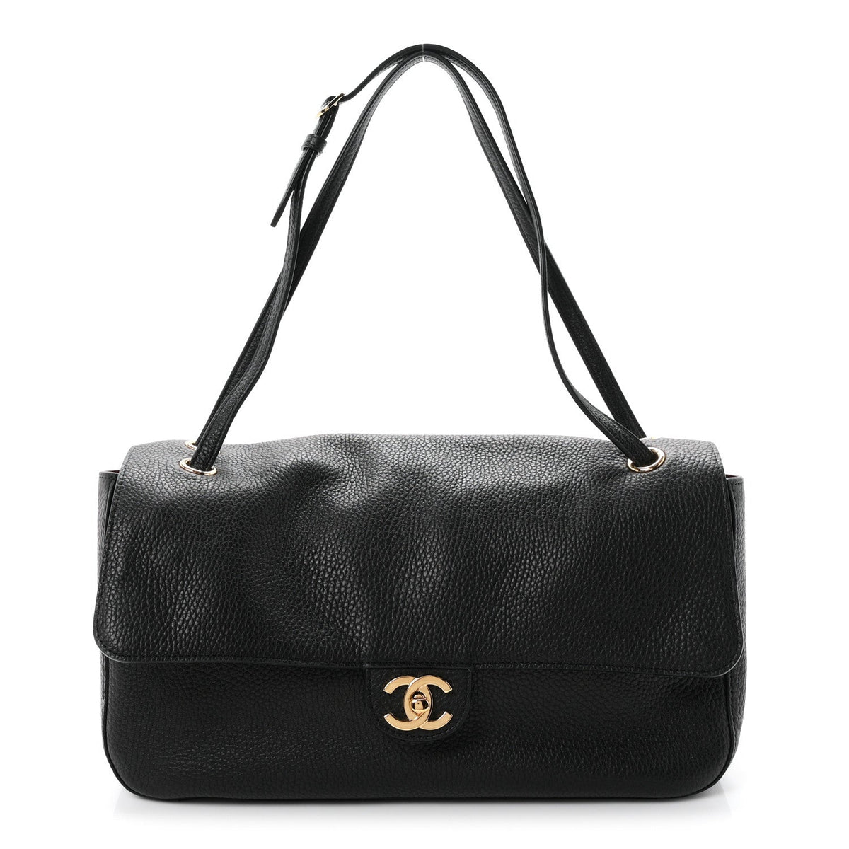 Grained Calfskin Small Souplissimo Maxi Flap Black