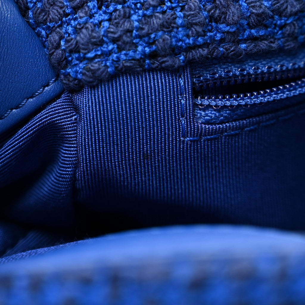 Tweed Quilted Large Chanel 19 Flap Blue