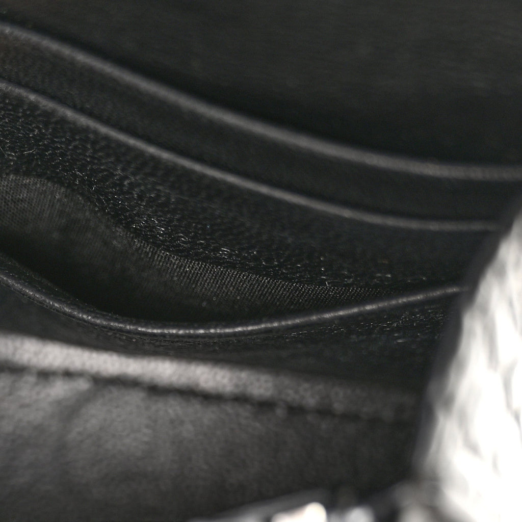 Shiny Calfskin Monochrome Crocodile Embossed Hourglass Chain Bag Black