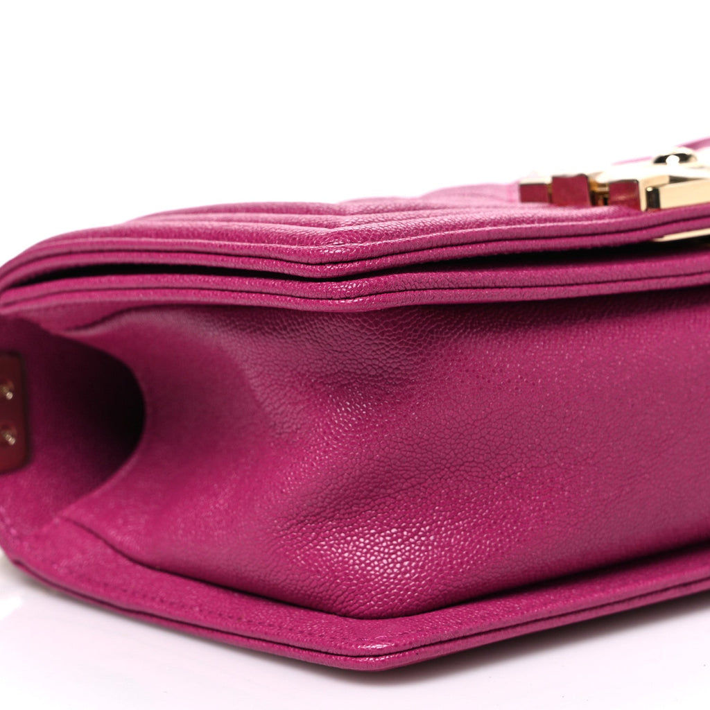 Caviar Quilted Small Boy Flap Fuchsia