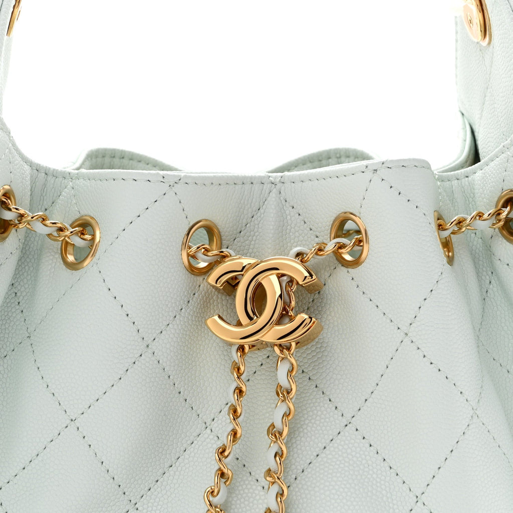 Caviar Quilted Mini Chanel 25 Handbag Light Blue