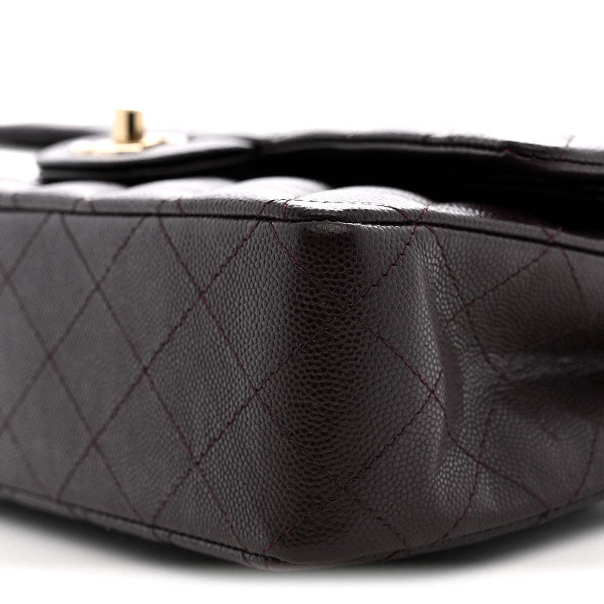Caviar Quilted Medium Double Flap Brown