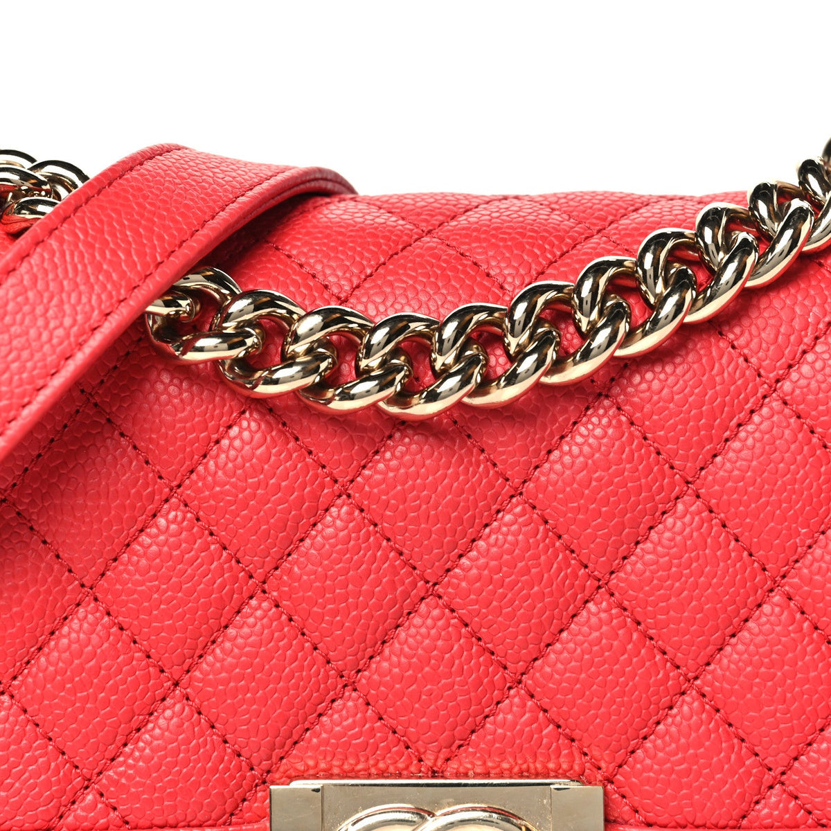 Caviar Quilted Small Boy Flap Red