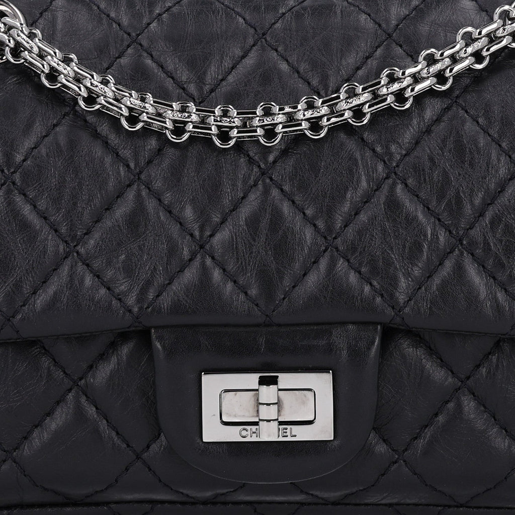 Aged Calfskin Quilted 2.55 Reissue Mini Flap Black