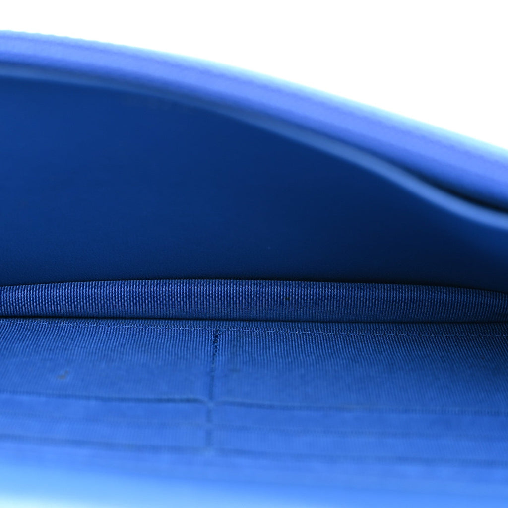 Lambskin Quilted Wallet On Chain WOC Blue