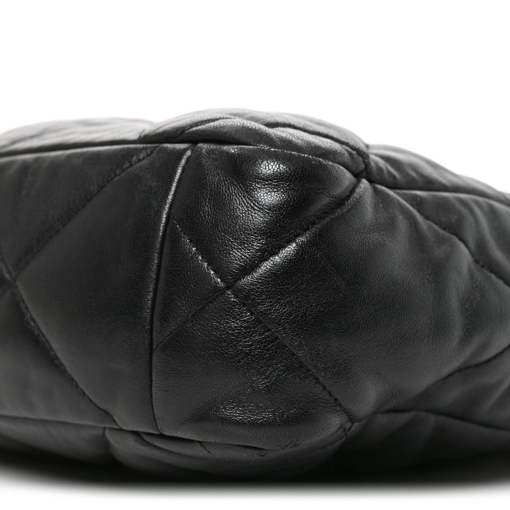 Lambskin Quilted Large Chanel 19 Shopping Tote Black