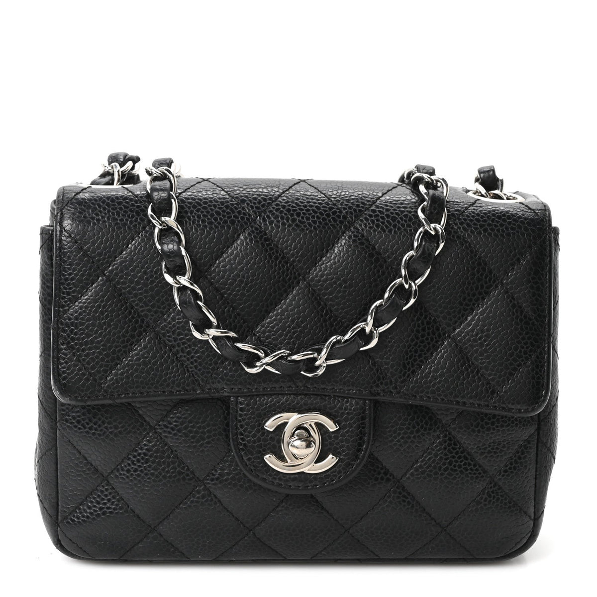 Caviar Quilted Mini Square Flap Black