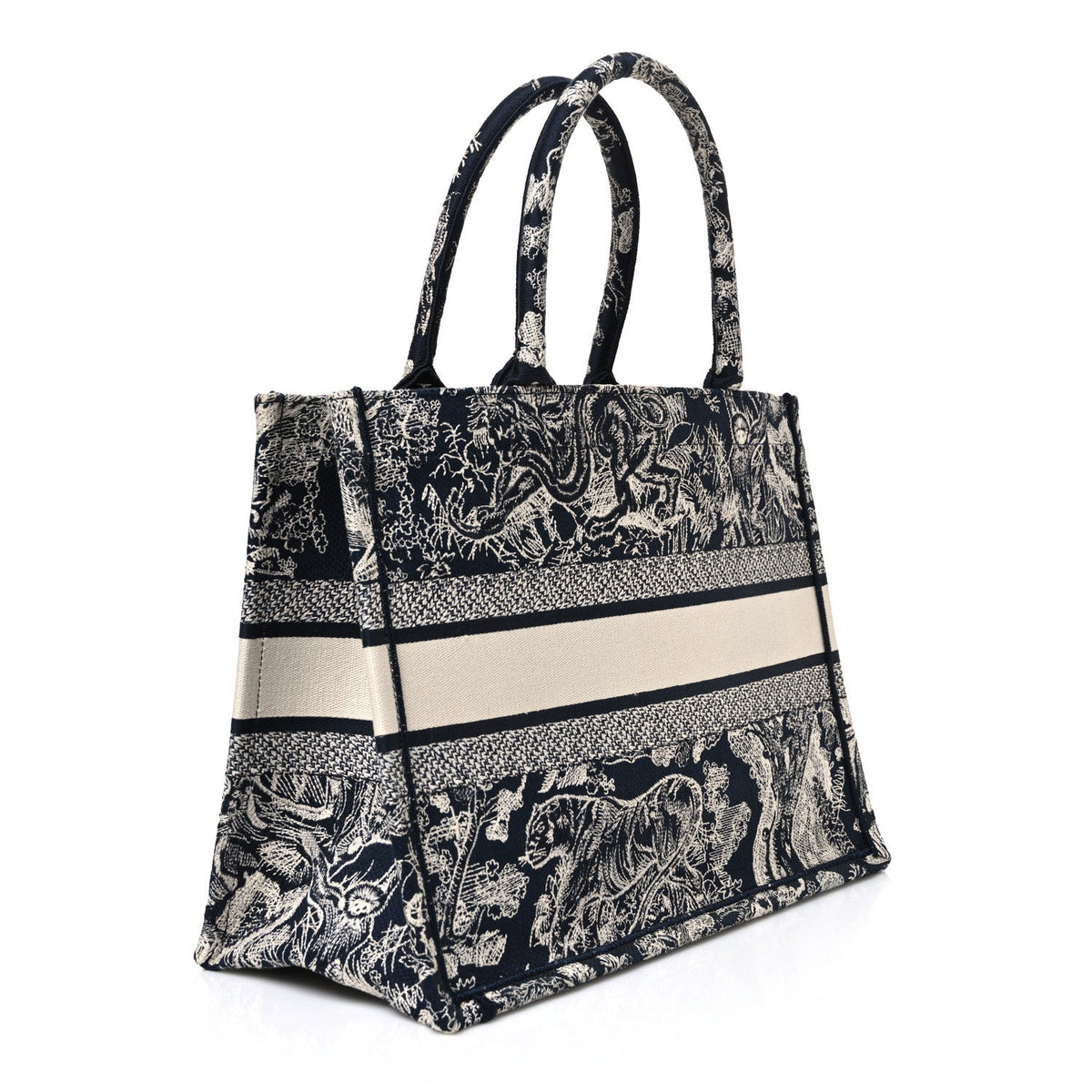 Canvas Embroidered Medium Dioriviera Toile De Jouy Reverse Book Tote Blue