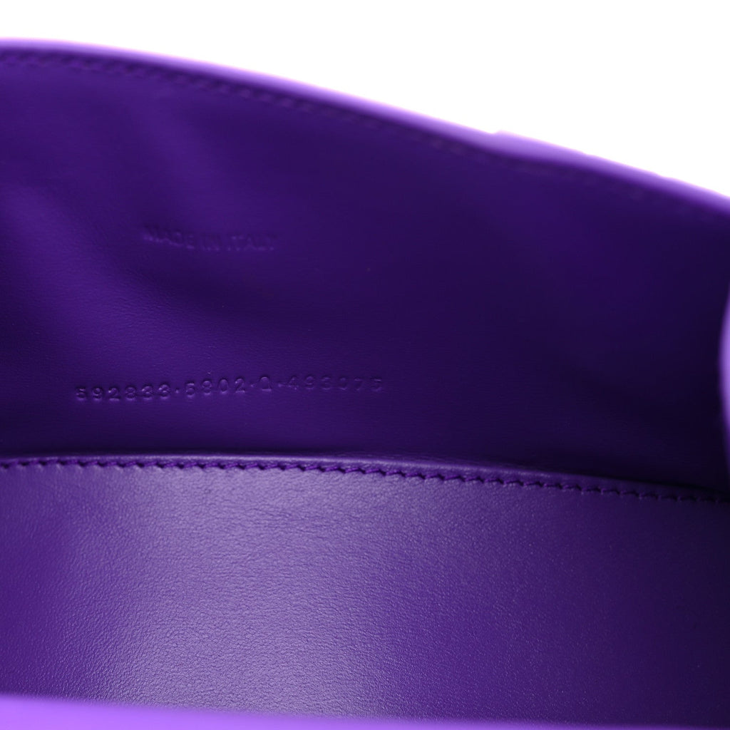 Shiny Calfskin Crocodile Embossed Hourglass Top Handle Bag XS Viola