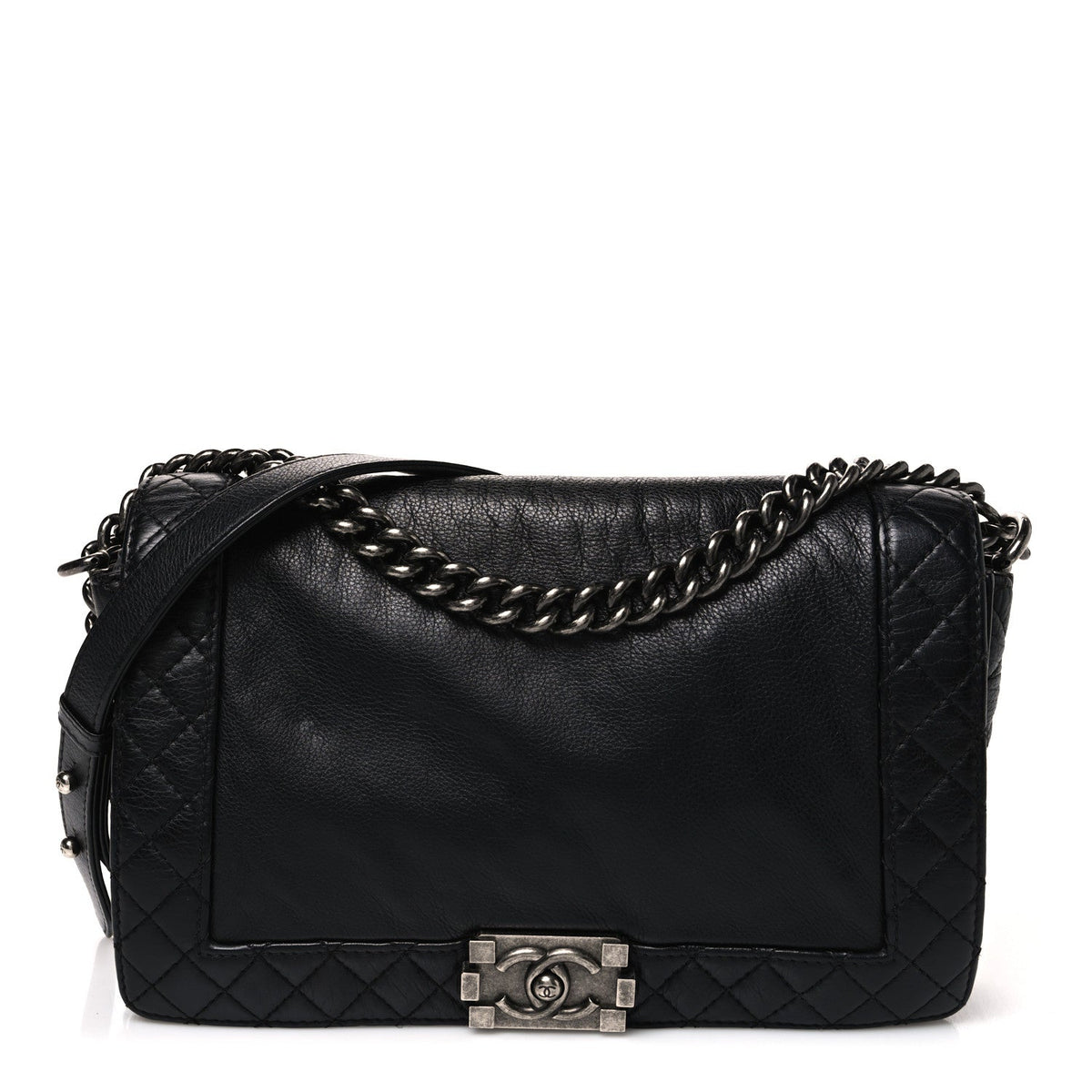 Calfskin New Medium Boy Reverso Flap Black