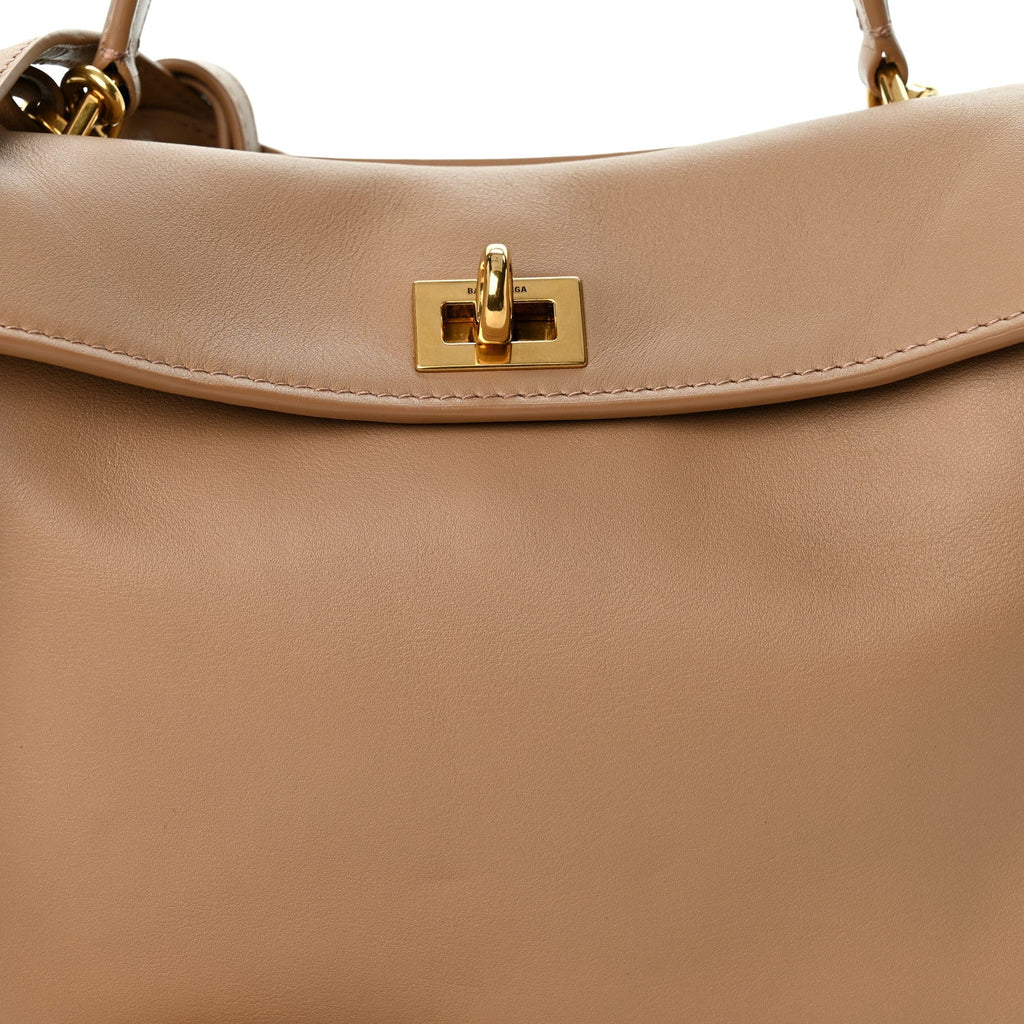 Natural Smooth Calfskin Mini Rodeo Top Handle Handbag Latte