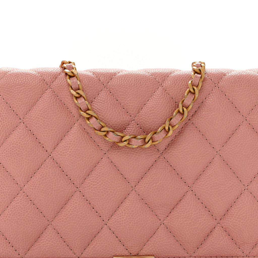 Caviar Quilted Boy Wallet On Chain WOC Pink
