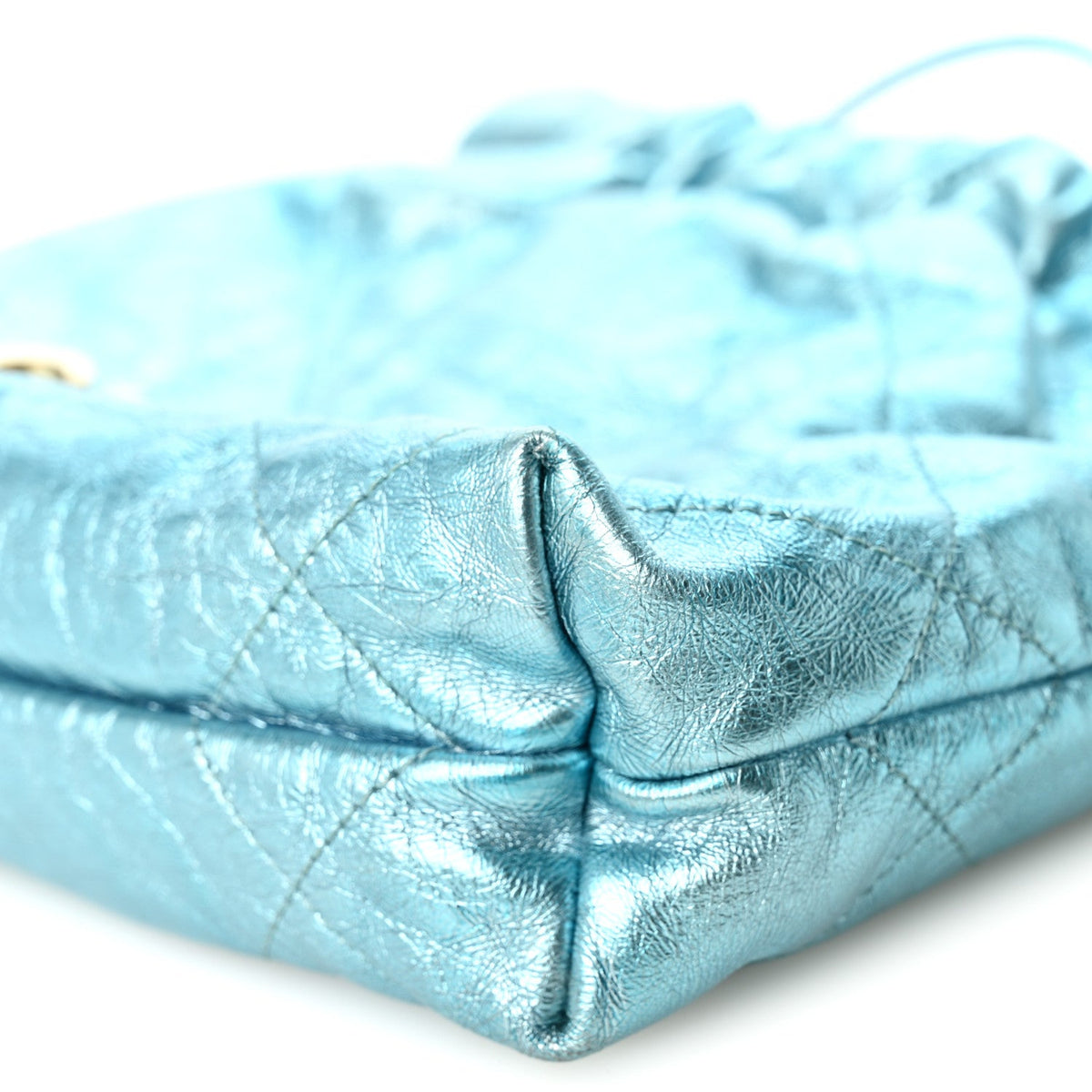 Metallic Calfskin Quilted Mini Chanel 22 Blue