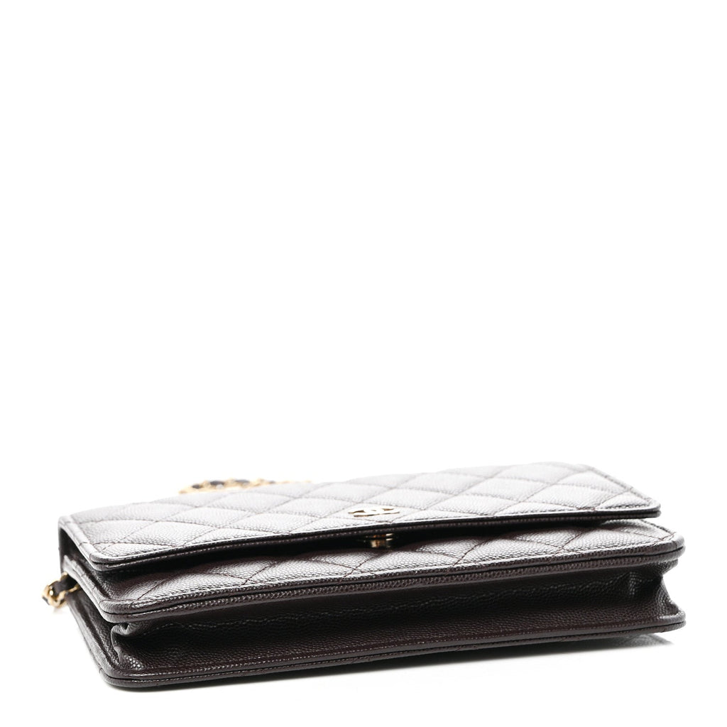 Caviar Quilted Wallet on Chain WOC Purple