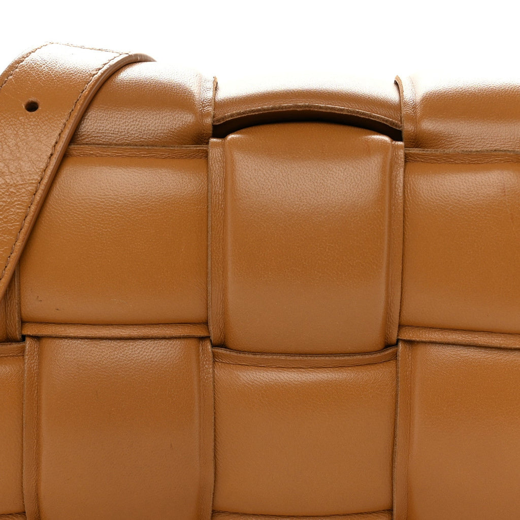 Nappa Maxi Intreccio Padded Cassette Crossbody Bag Caramel