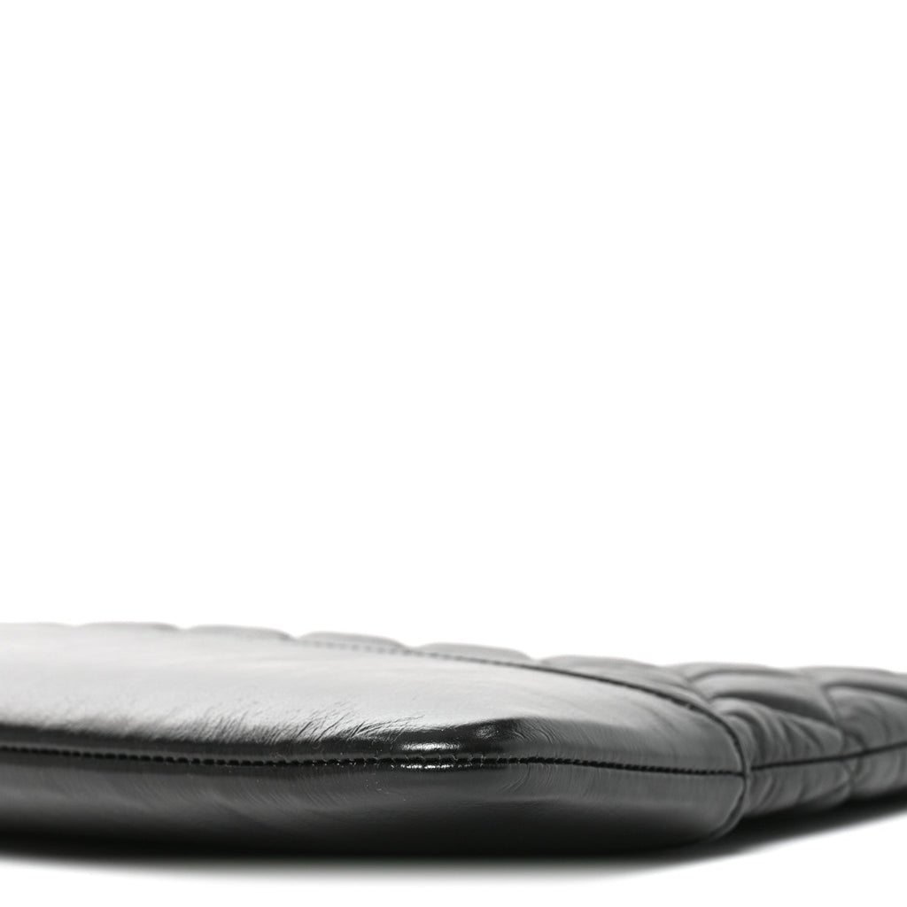 Aged Calfskin Quilted Large Gabrielle Cosmetic Case Black