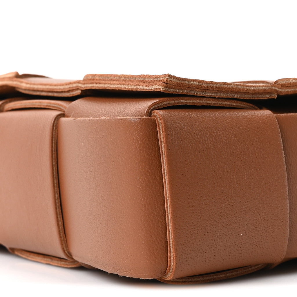 Lambskin Maxi Intrecciato Cassette Crossbody Bag Caramel