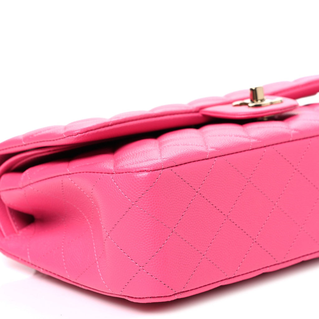 Caviar Quilted Medium Double Flap Dark Pink
