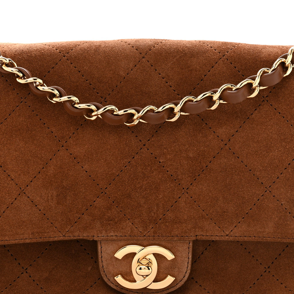 Suede Calfskin Small Souplissimo Maxi Flap Camel