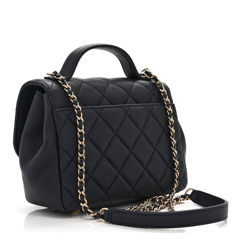 Caviar Quilted Mini Business Affinity Flap Navy Blue