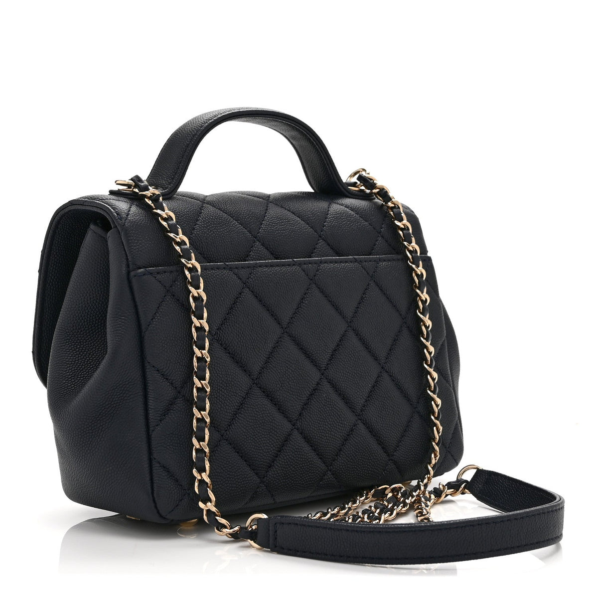 Caviar Quilted Mini Business Affinity Flap Navy Blue
