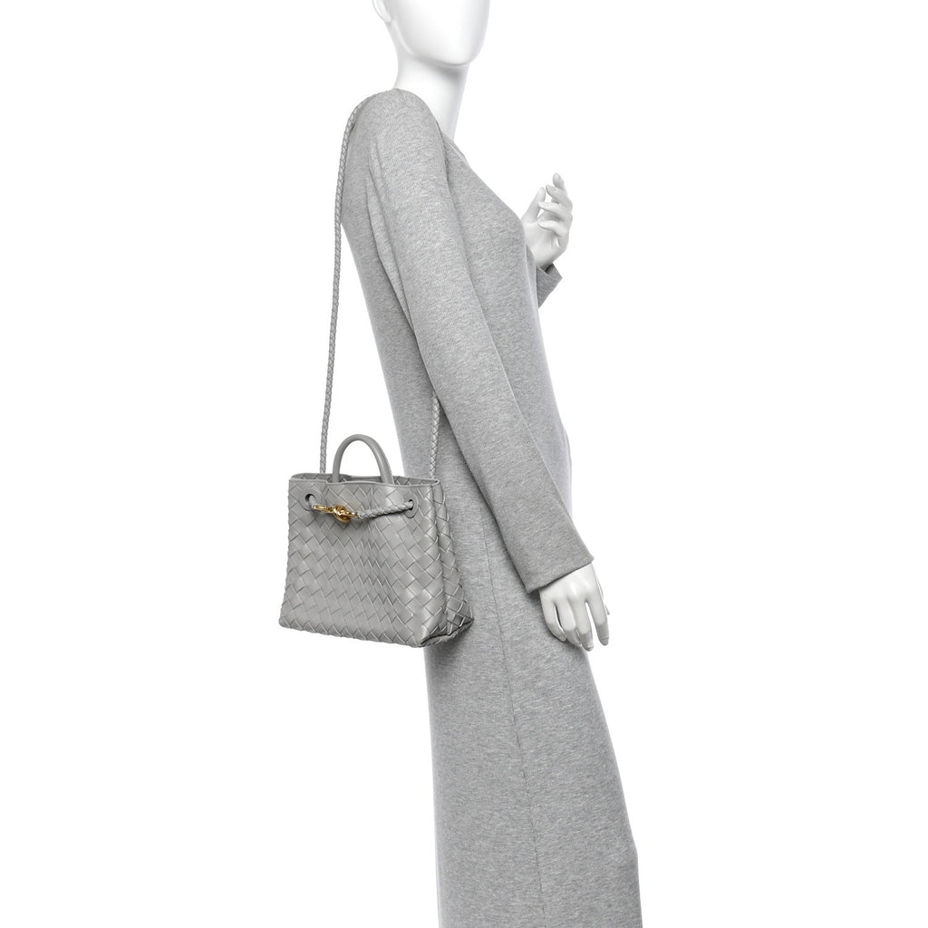 Nappa Intrecciato Small Andiamo Shoulder Bag Sterling