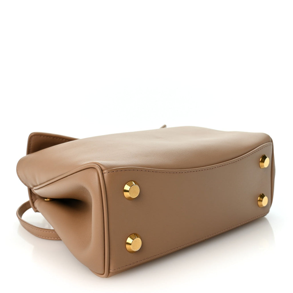 Natural Smooth Calfskin Mini Rodeo Top Handle Handbag Latte