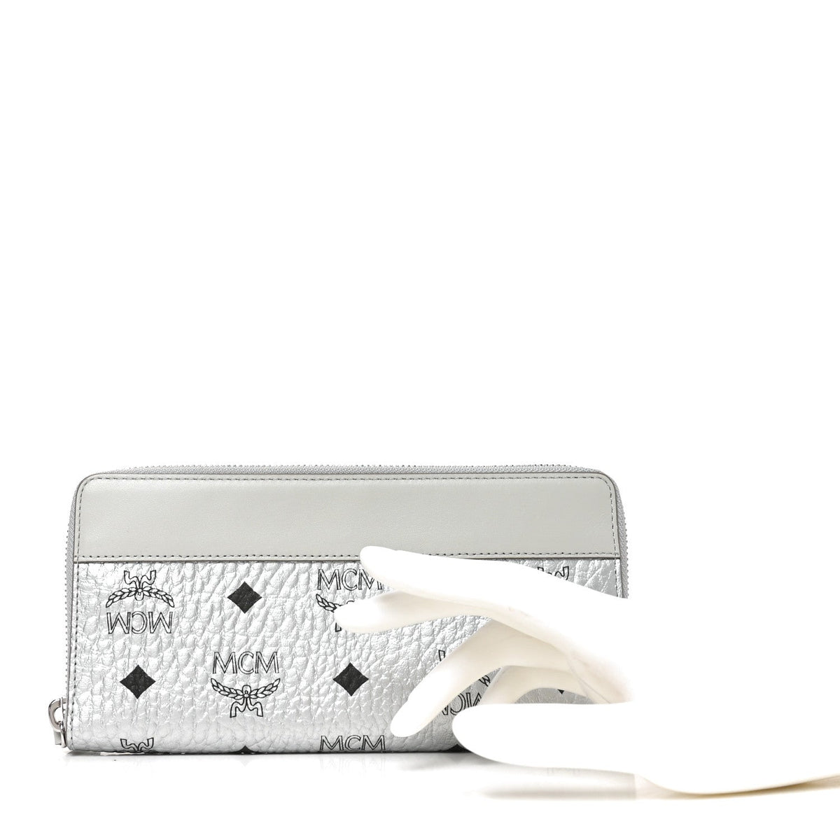 Metallic Visetos Aren VI Zip Around Wallet Silver