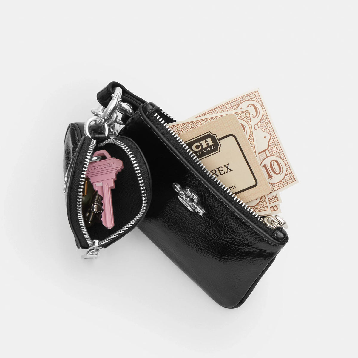 Coach Outlet Wristlet And Heart Pouch With Charm