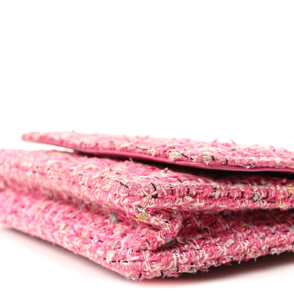 Tweed Quilted Wallet On Chain WOC Pink