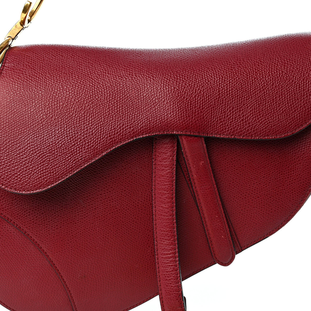 Grained Calfskin Saddle Bag Red