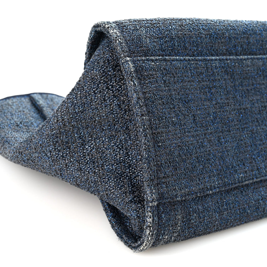 Lurex Canvas Medium Deauville Tote Navy Blue