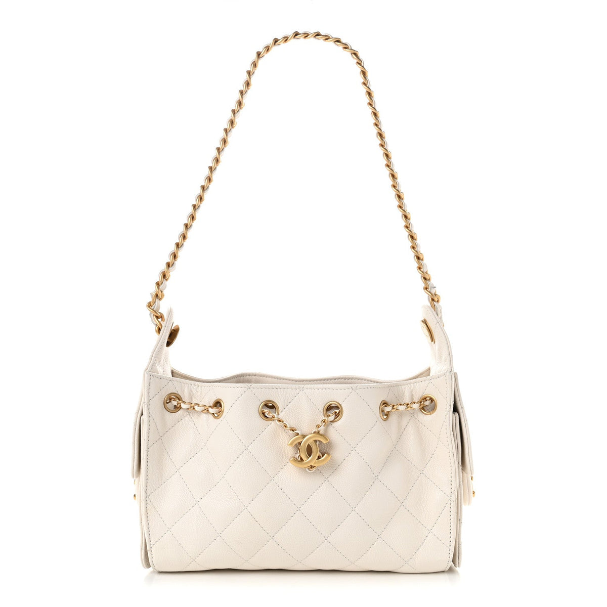 Caviar Quilted Mini Chanel 25 Handbag White