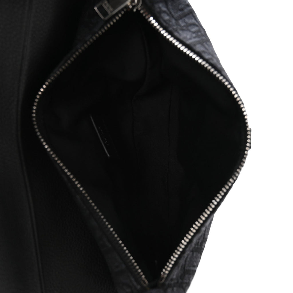 Grained Calfskin Oblique Mens Saddle Bag Black Blue