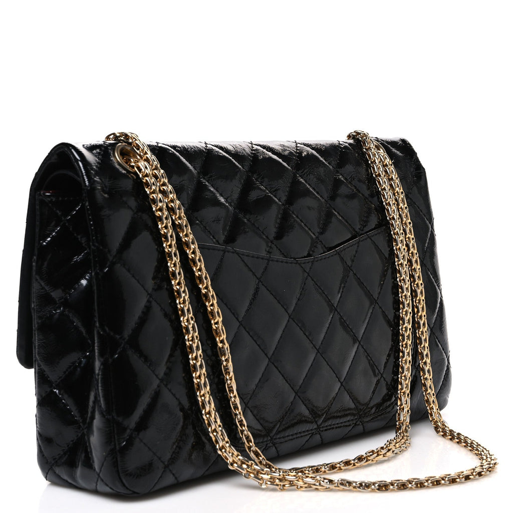 Distressed Patent Quilted 2.55 Reissue 227 Flap Black
