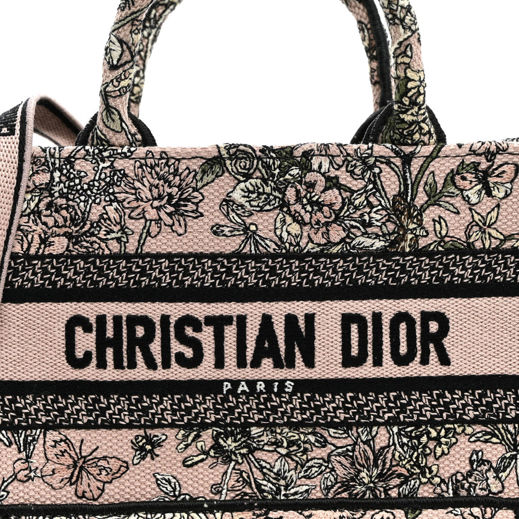 Canvas Embroidered Mini Book Tote With Strap Pink Multicolor