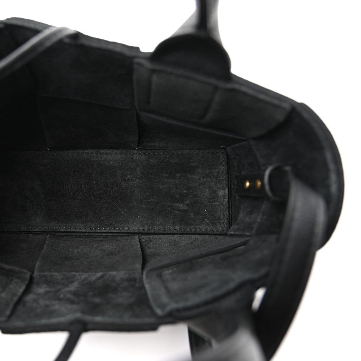 Grained Calfskin Maxi Intrecciato Mini Arco Tote Black