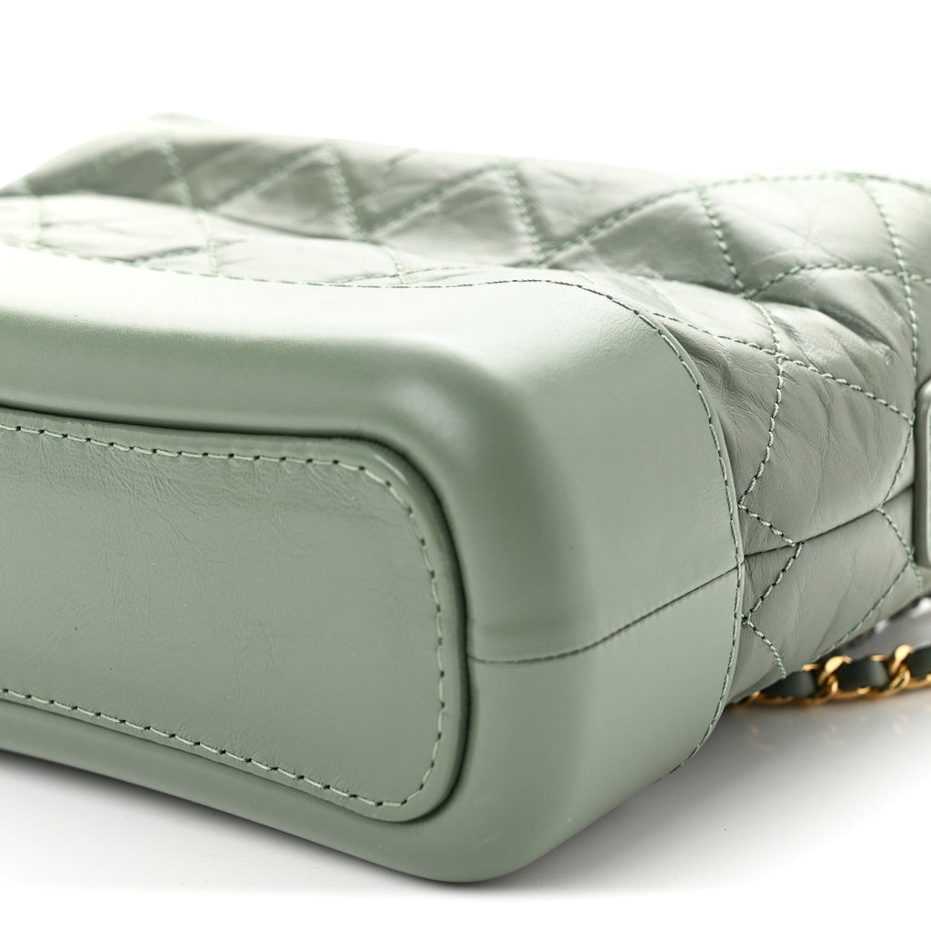 Aged Calfskin Quilted Small Gabrielle Hobo Dark Green