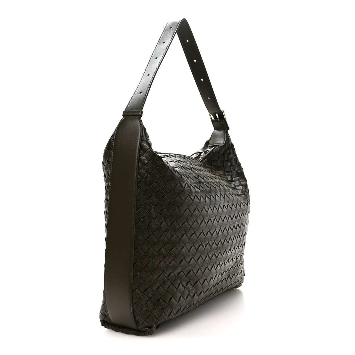 Deerskin Intrecciato Medium Traveler Hobo Kaki