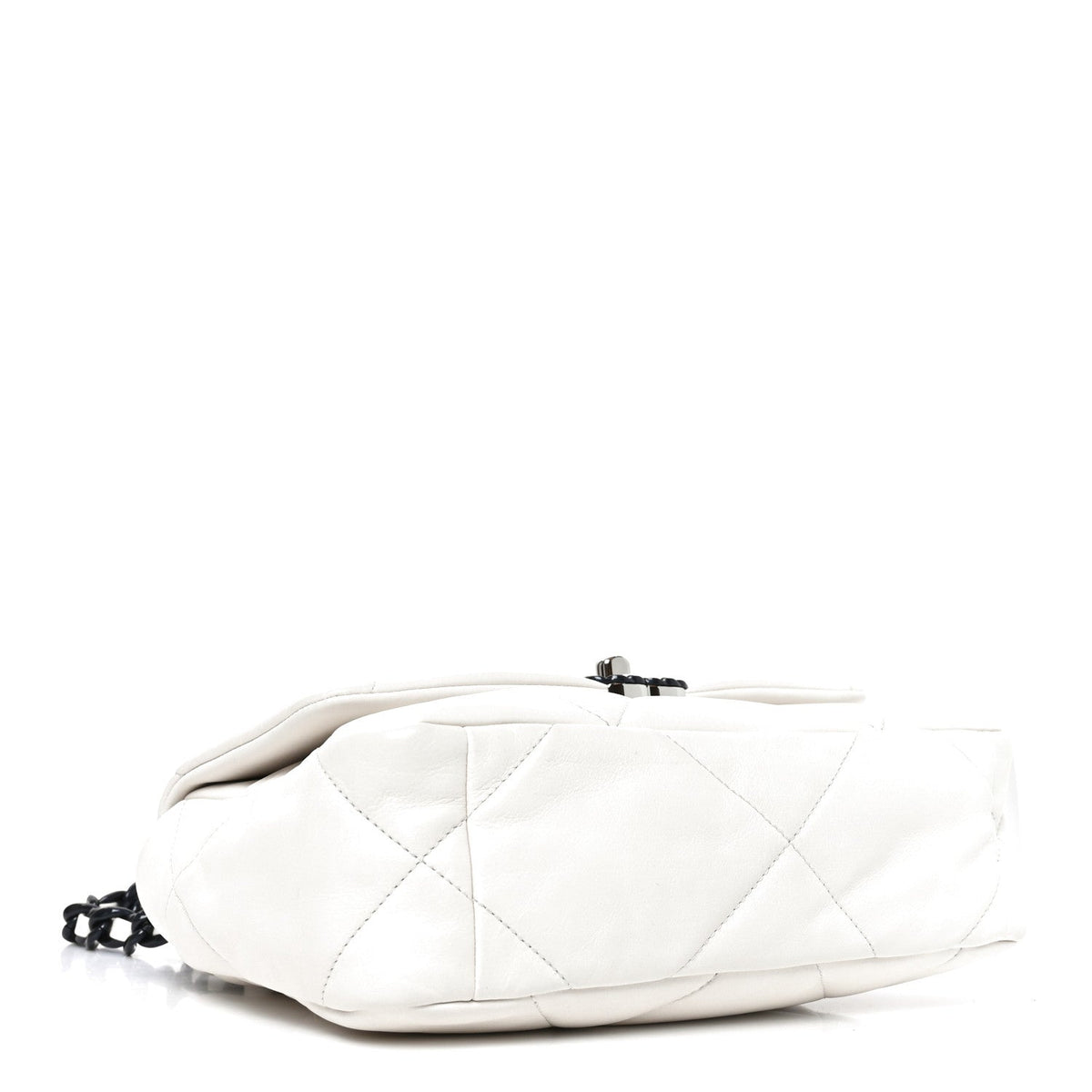 Glossy Calfskin Quilted Medium Chanel 19 Flap White Black