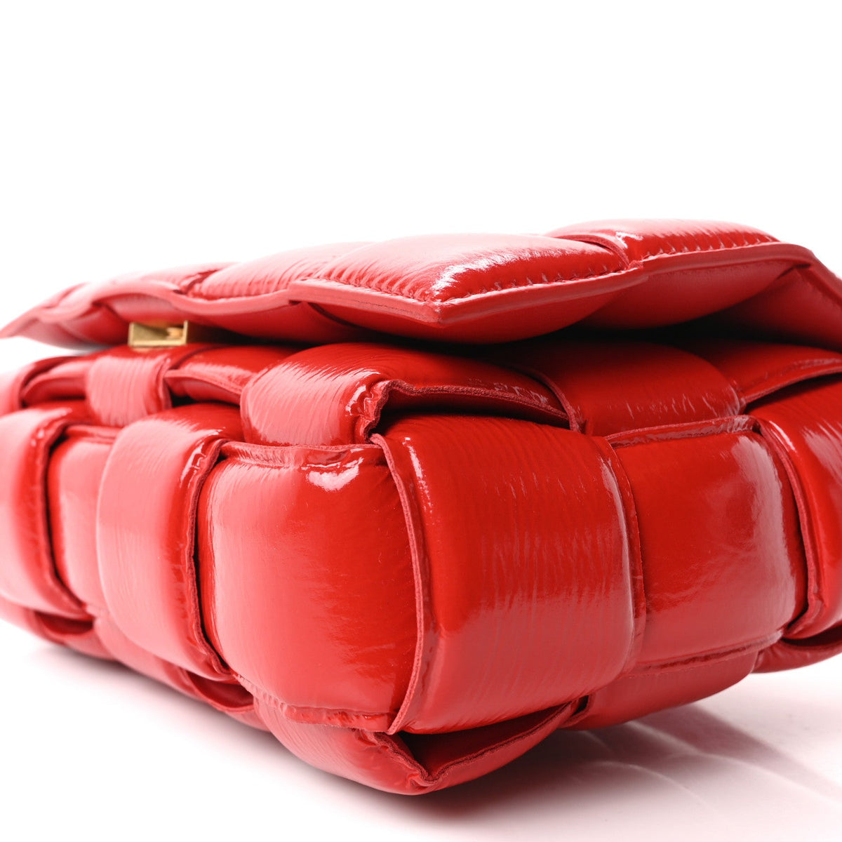 Textured Deerskin Maxi Intrecciato Padded Cassette Crossbody Bag Chili
