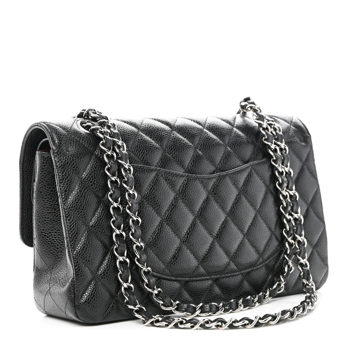 Caviar Quilted Medium Double Flap Black