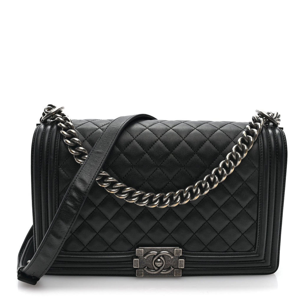 Lambskin Quilted New Medium Boy Flap Black