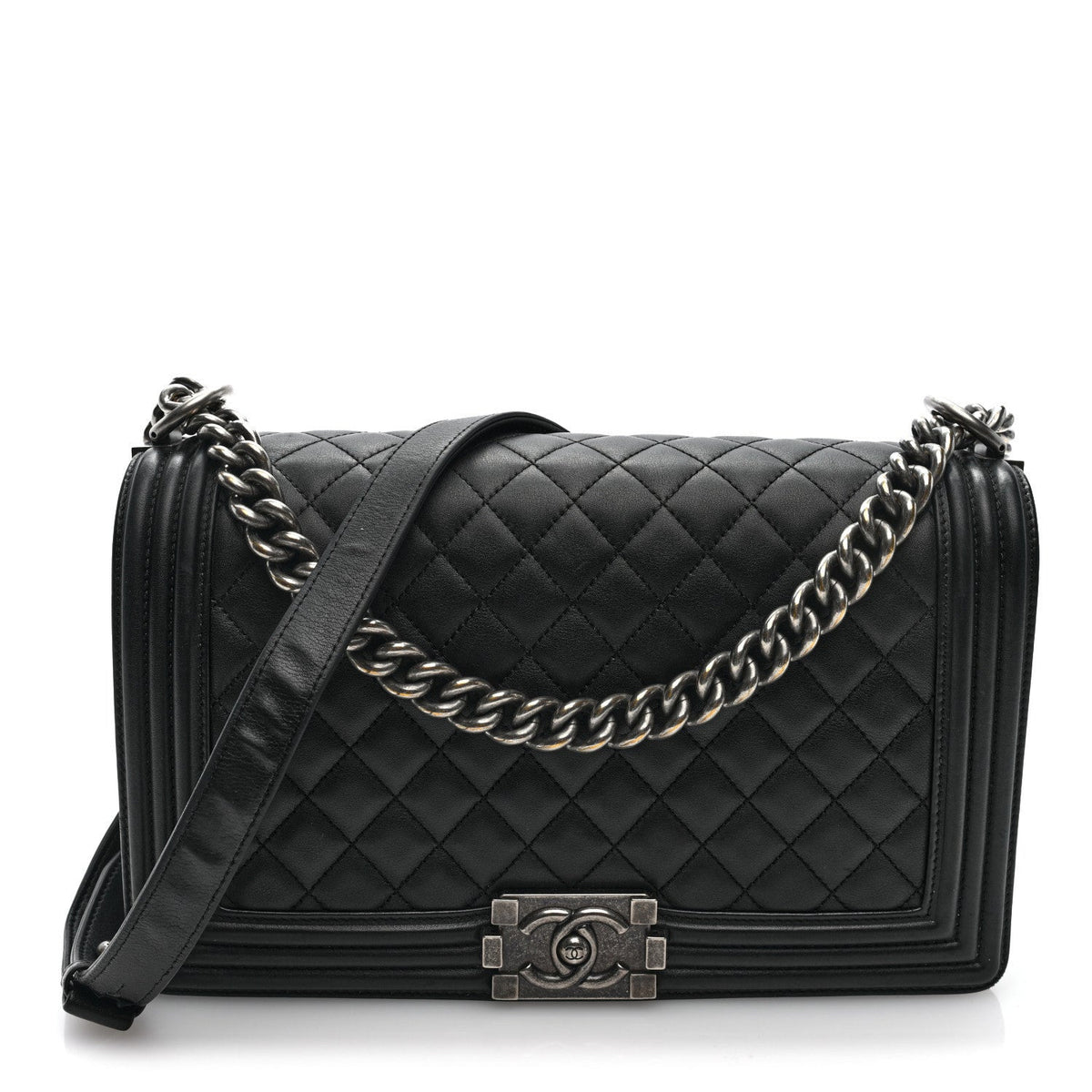 Lambskin Quilted New Medium Boy Flap Black