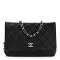 Lambskin Quilted Wallet On Chain WOC Black