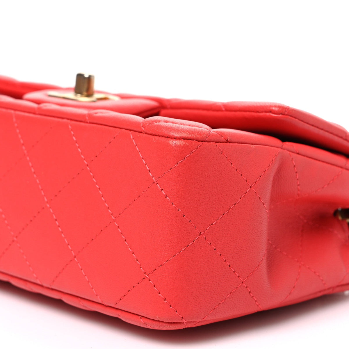 Lambskin Quilted Mini Rectangular Flap Red