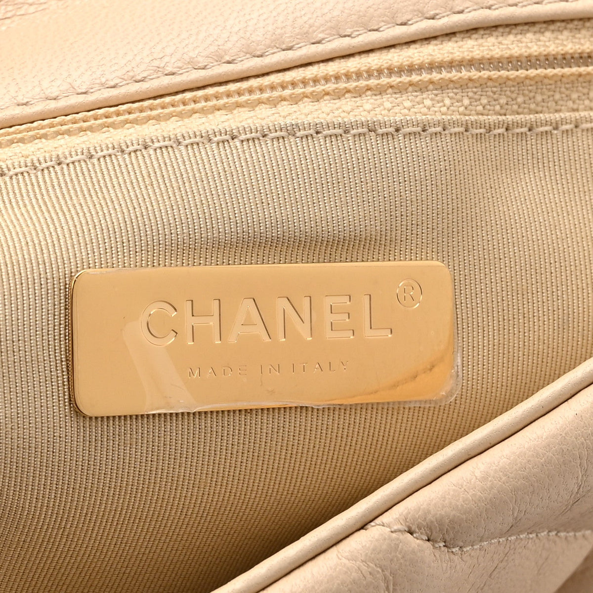 Lambskin Quilted Medium Chanel 19 Flap Light Beige